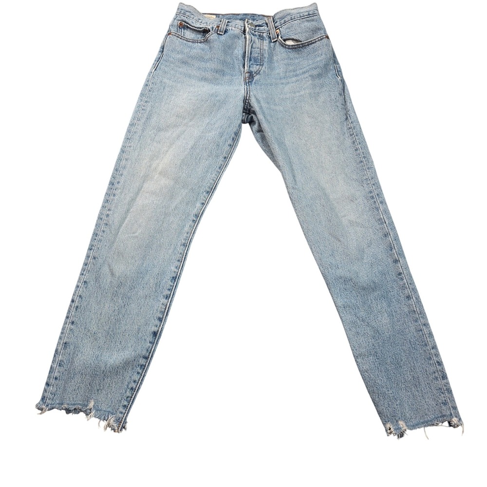 Levis Premium 501 Original Fit Jeans Womens W27 L26 Blue Straight Leg Button Fly